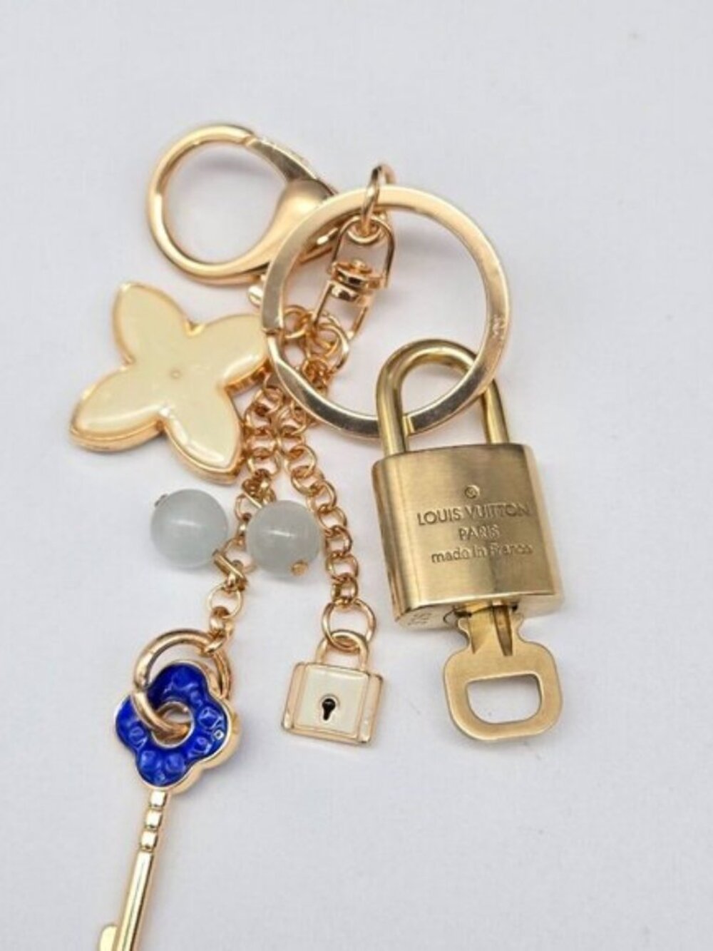 Authentic Louis Vuitton Gold Lock & Key 🔑 Bag Charm w/ Unbranded Charm - Picture 3 of 9
